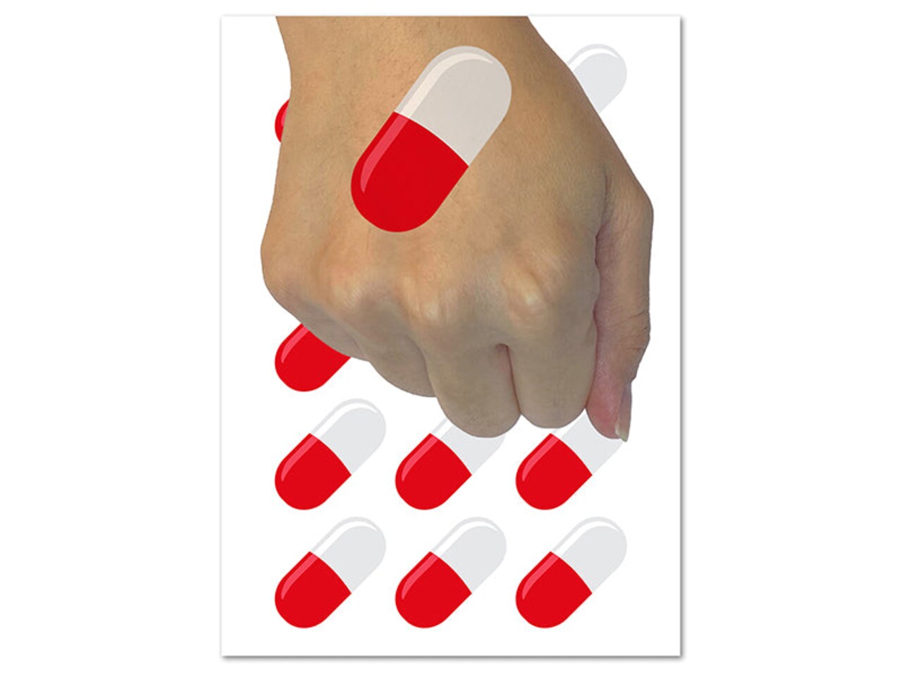 Pill Medicine Temporary Tattoo Water Resistant Fake Body Art Set Collection (1 Sheet)